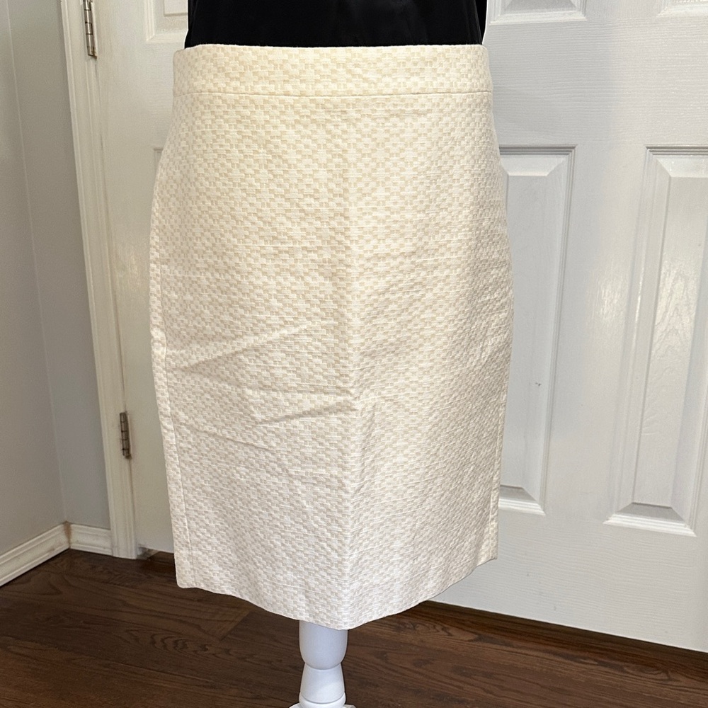 J. Crew Textured Cream Pencil Skirt